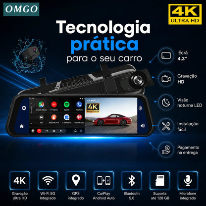 Espelho Retrovisor DriveVision 360 com Câmara Frontal e Traseira