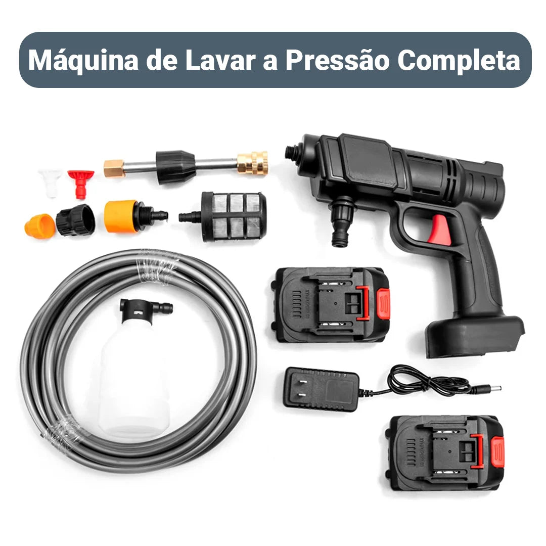 Lavadora de Alta Pressão Portátil Completa + Mala - JetyGo (2 Baterias)