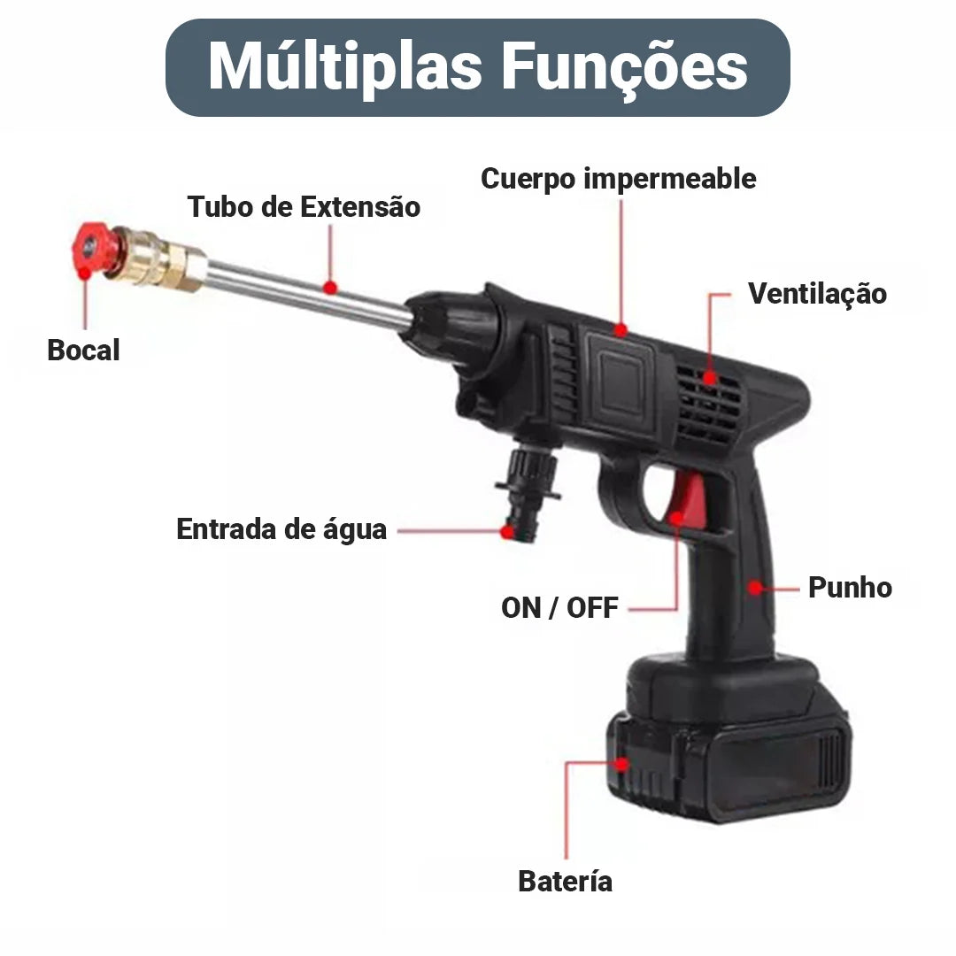 Lavadora de Alta Pressão Portátil Completa + Mala - JetyGo (2 Baterias)